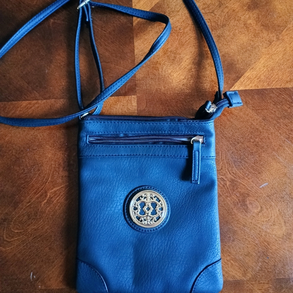 Black Crossbody Bag with Gold Accent